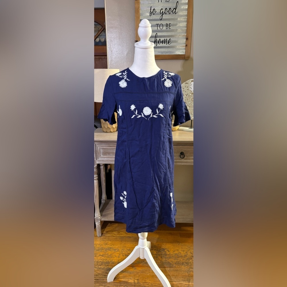 NWT Blue Rain Embroidered Dress
